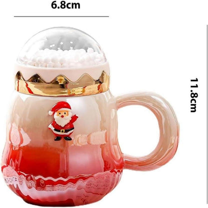 Weihnachtstasse Keramik Perlenglanz Kaffeetasse mit Deckel