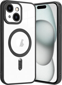 Transparente iPhone 15 Hülle MagSafe Adsorption Schwarz Handyhülle