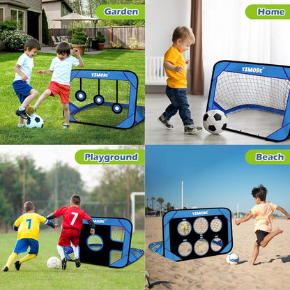 YIMORE Fussballtore Kinder Garten 4 Spielmodi Tragetasche Mini Fußballtor 6-12 Jahre