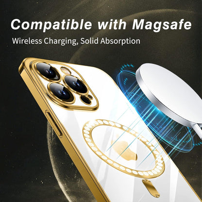 Transparente iPhone 15 Pro Max Hülle MagSafe Kompatibel Stoßfest Gold