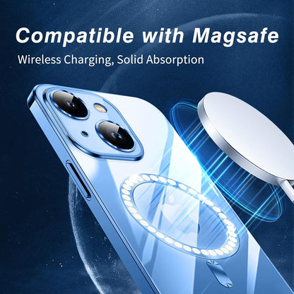 iPhone 15 Hülle Transparent mit MagSafe - Stoßfest und Kratzfest, Blau