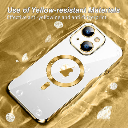Klare Hülle für iPhone 15 Plus MagSafe Dünne Stoßfest Kameraschutz Gold
