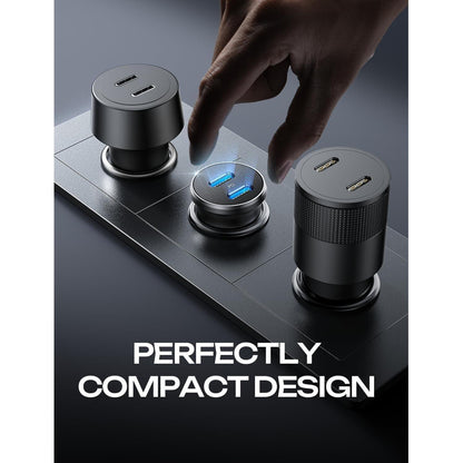 LISEN 90W Auto Ladegerät USB C Verteiler PD45W Schwarz