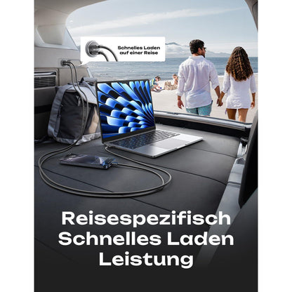 LISEN 90W Auto Ladegerät USB C Verteiler PD45W Schwarz