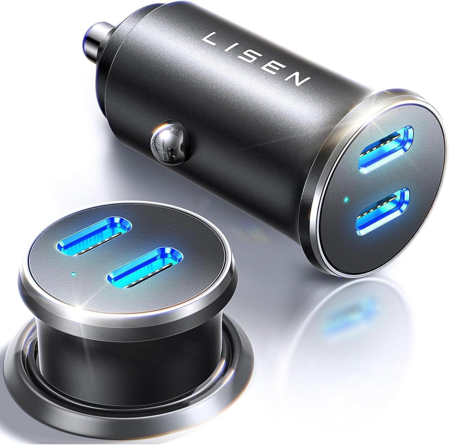 LISEN 90W Zigarettenanzünder USB C Verteiler 12v Steckdose PD45W Auto