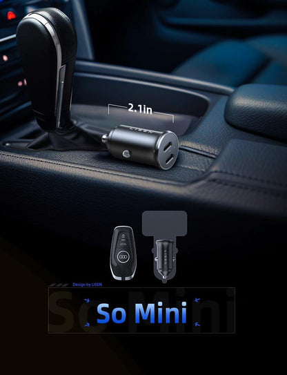 LISEN 90W Zigarettenanzünder USB C Verteiler Auto Ladegerät Schwarz