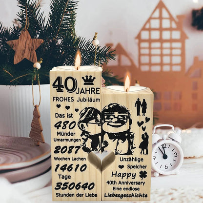 40. Jahrestag Geschenk Kerzenhalter Holz Deko Set