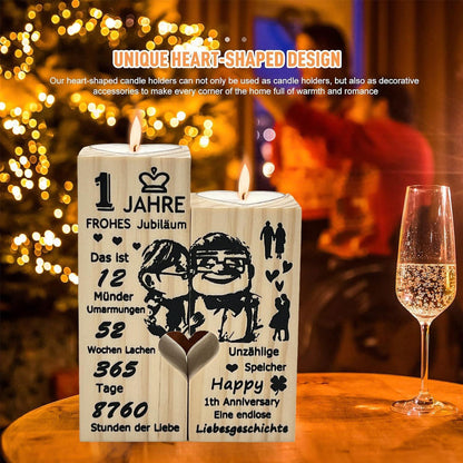 1. Jahrestag Geschenk für sie, 1. Hochzeitstag Geschenk für ihn, Kerzenständer aus Holz