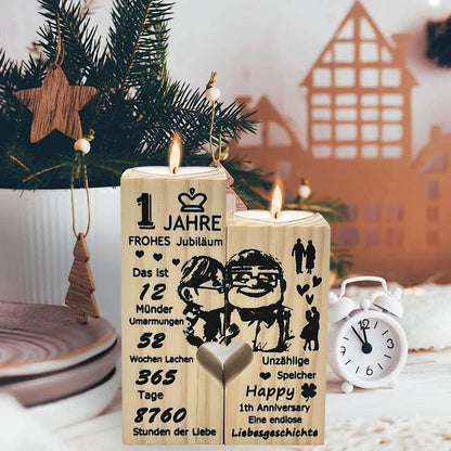 1. Jahrestag Hochwertiges Kerzenständer Set Holz Geschenk-Set
