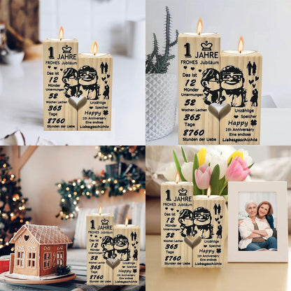1. Jahrestag Hochwertiges Kerzenständer Set Holz Geschenk-Set