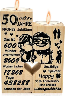 50. Jahrestag Geschenk Kerzenhalter Holz 2er Set