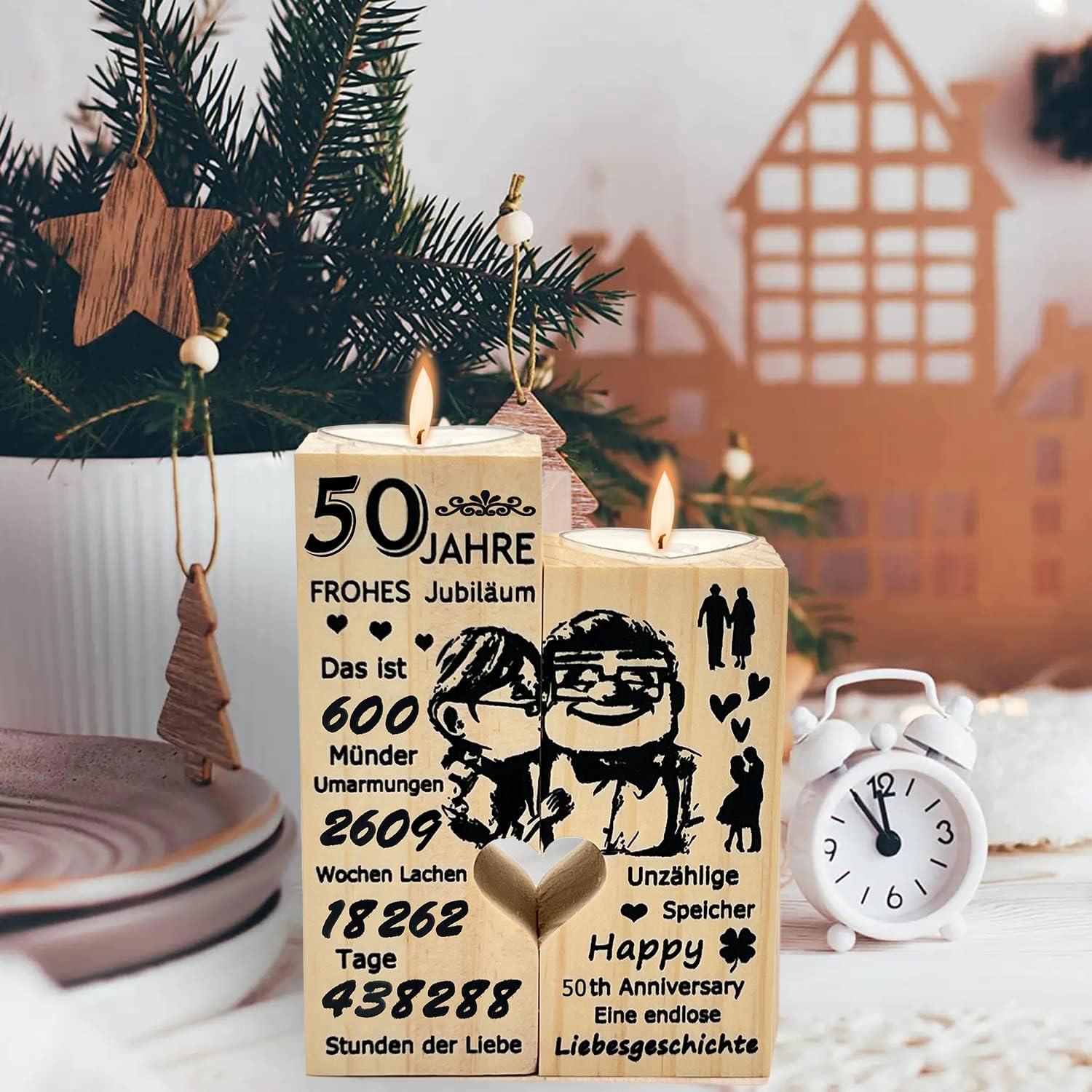 50. Jahrestag Hochzeitstag Holz Kerzenhalter Deko Geschenk
