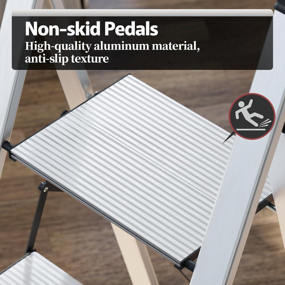 5-Stufen Klappleiter mit Handlauf, Aluminium, rutschfest, 150 kg
