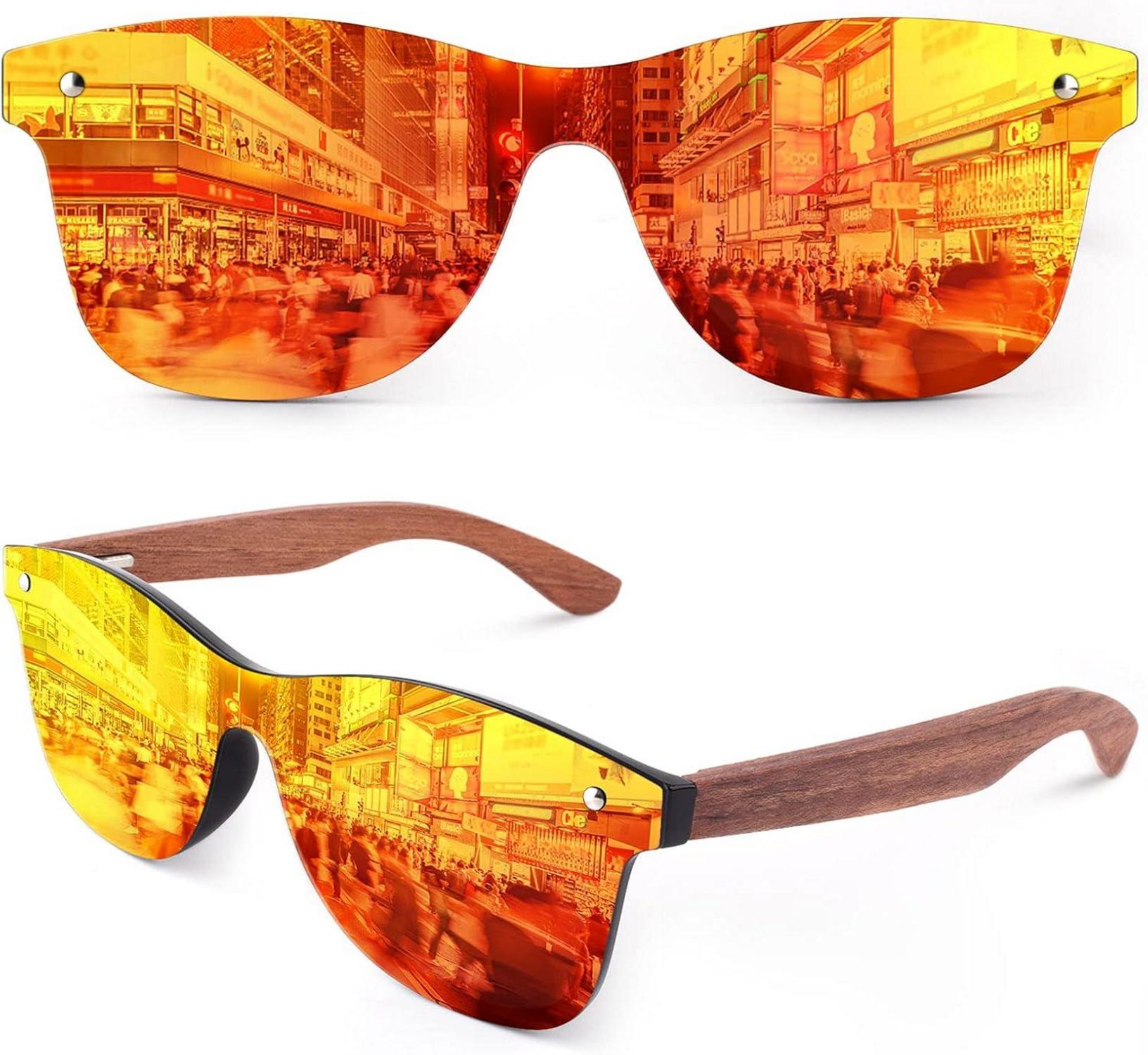 Polarisierte Retro Holz Sonnenbrille UV400 Handgefertigt