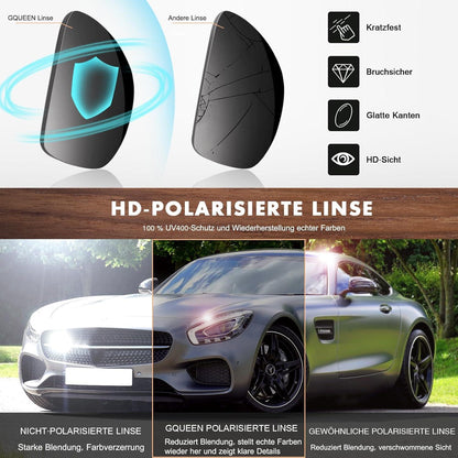 GQUEEN Polarisierte Holz Sonnenbrille Herren Damen Retro UV400
