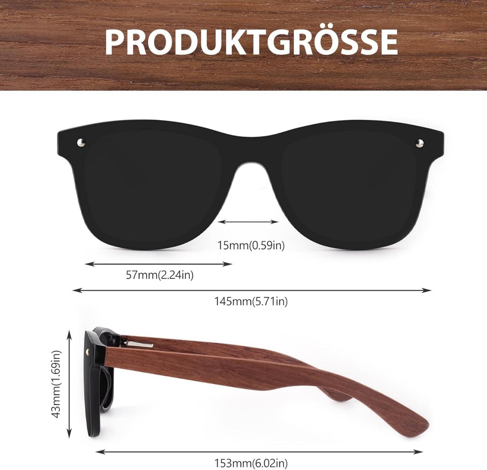 Sonnenbrille Holz Polarisierte Retro UV400 Damen Herren