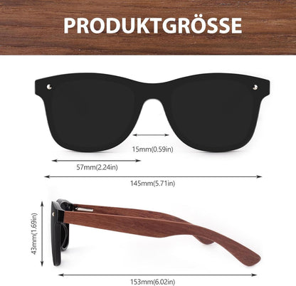 Sonnenbrille Holz Polarisierte Retro UV400 Damen Herren