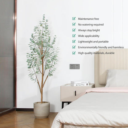 Künstliche Eukalyptus Pflanze 150 cm groß Plastik Deko Wohnzimmer