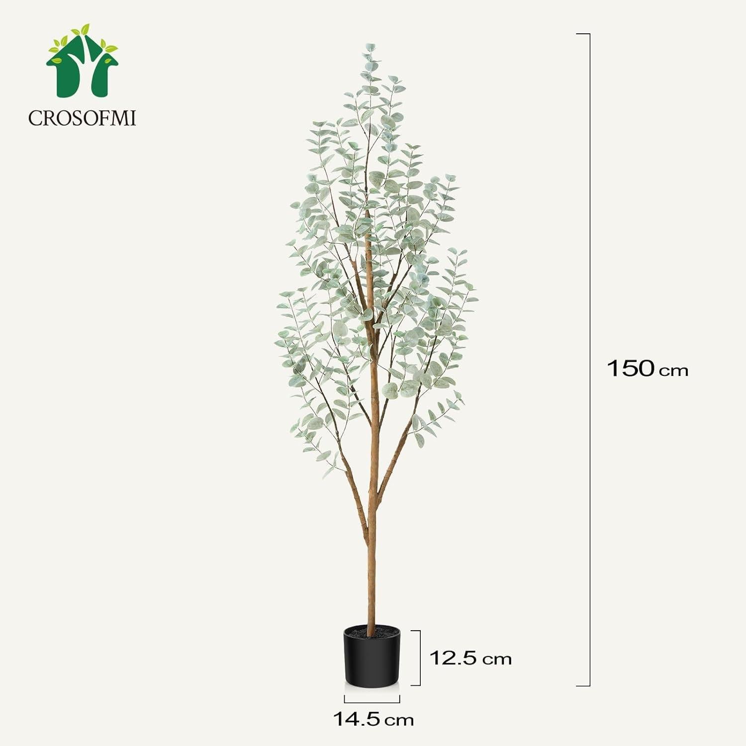 Kunstpflanze Eukalyptus 150 cm Kunstpflanzen Fake Plant im Topf