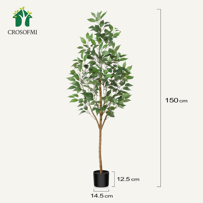 Künstliche Ficus Pflanze 150cm Groß Topf Indoor Outdoor Moderne Deko