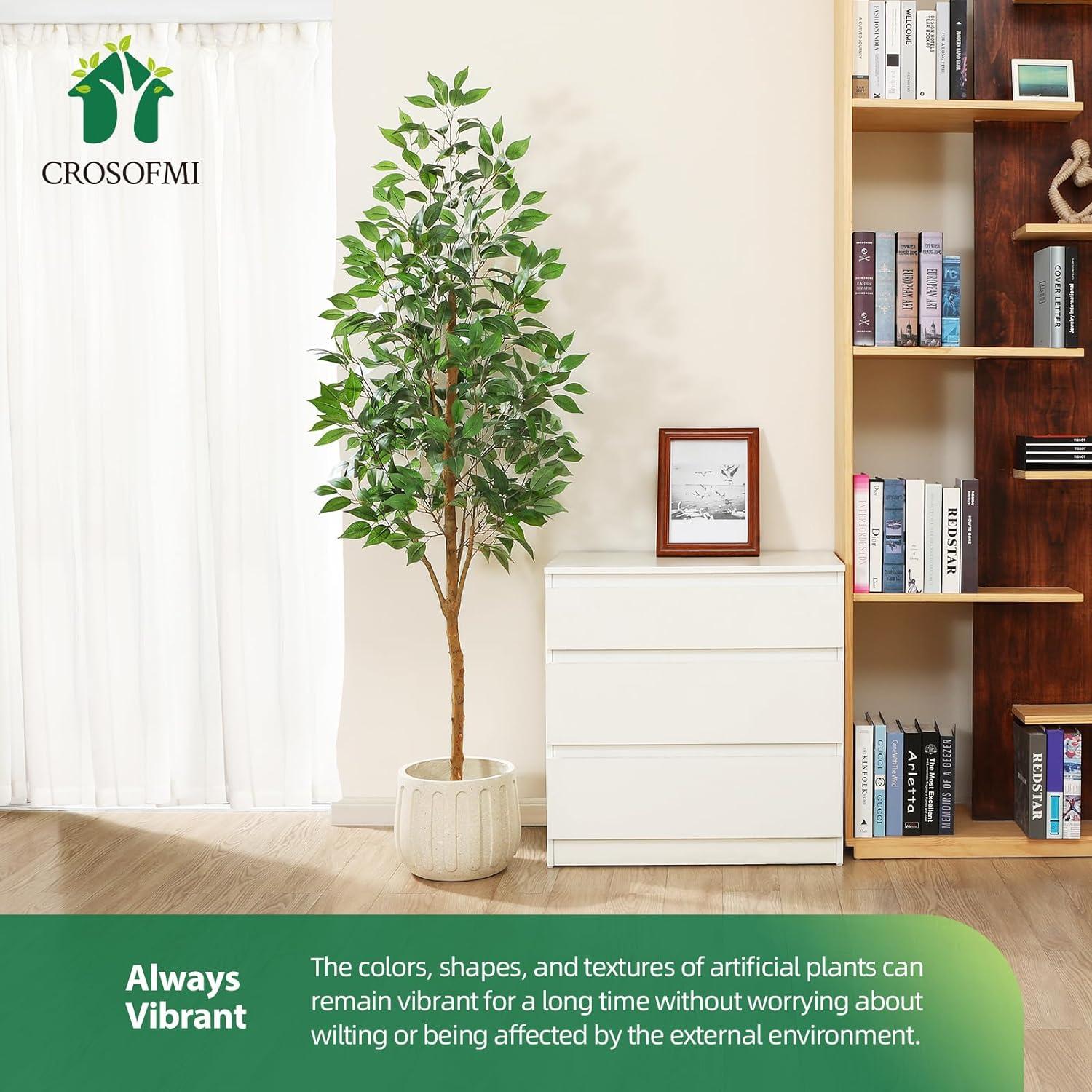 Künstlicher Ficus Baum 180cm Groß Kunstpflanze im Topf modernes Deko