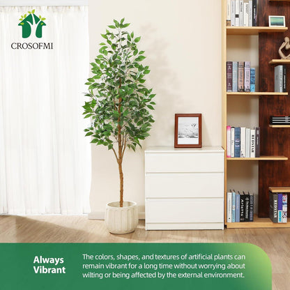 Künstlicher Ficus Baum 180cm Groß Kunstpflanze im Topf modernes Deko