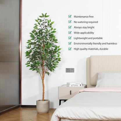 Künstlicher Ficus Baum 180cm - Tropische Pflanze Indoor Outdoor - Deko Fake Pflanze