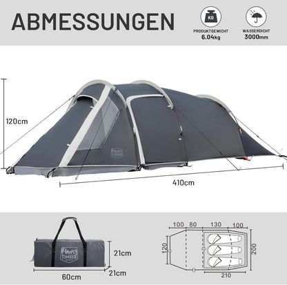 Zelt 2-3 Personen Camping wasserdicht 3000mm Tunnelzelt mit Vorzelt