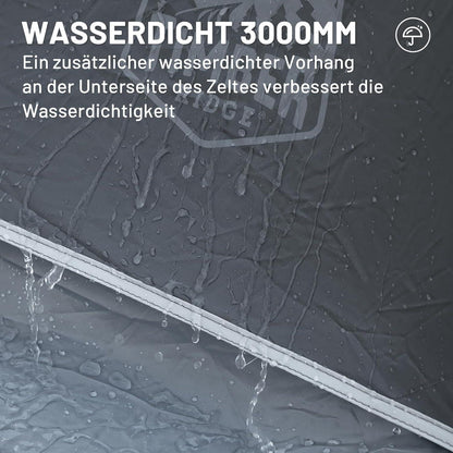 3-Personen-Zelt TIMBER RIDGE wasserdichtes Tunnelzelt mit Vorzelt - Grau