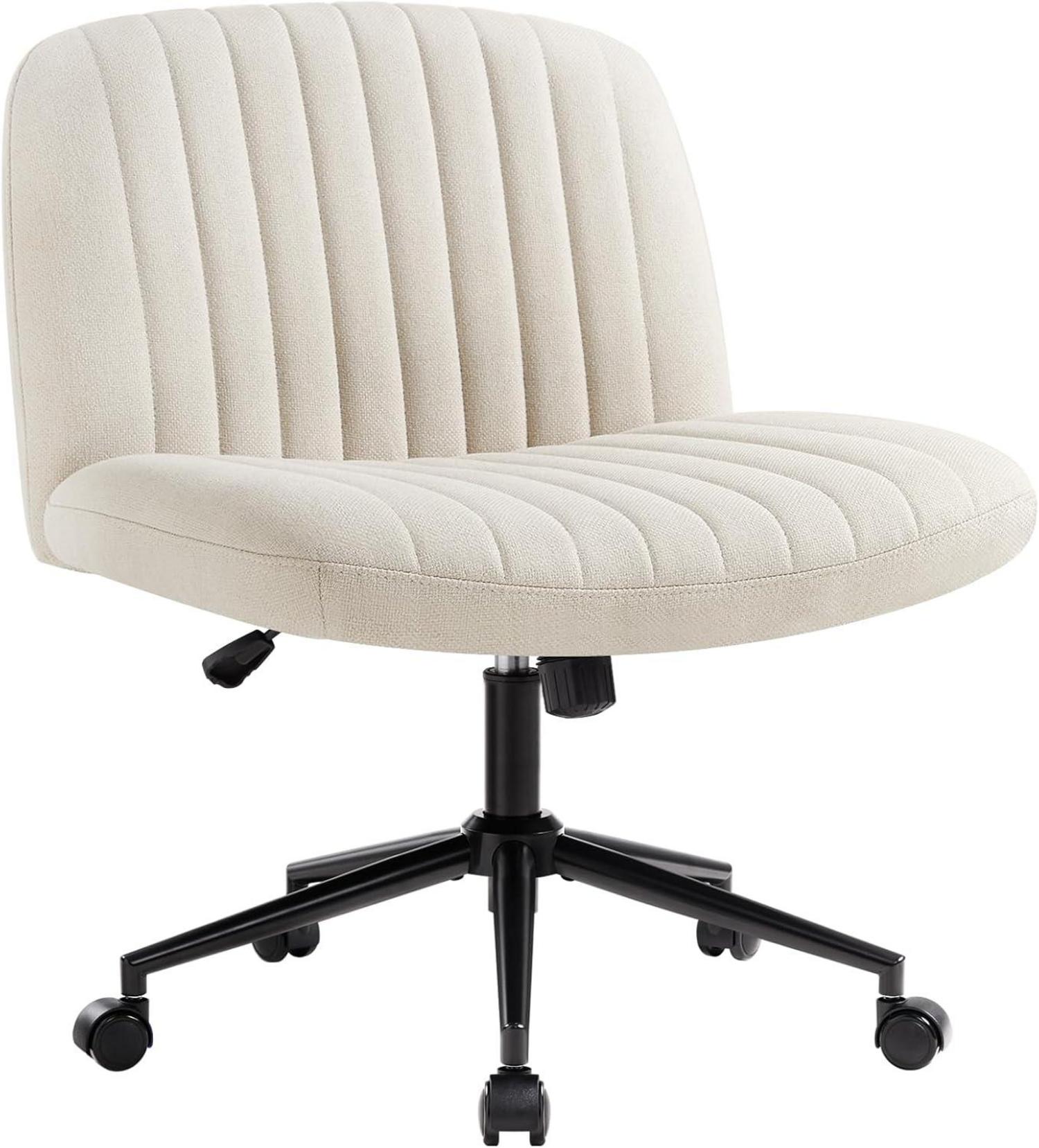 Bürostuhl ohne Armlehnen, Höhenverstellbar mit Rollen - Beige