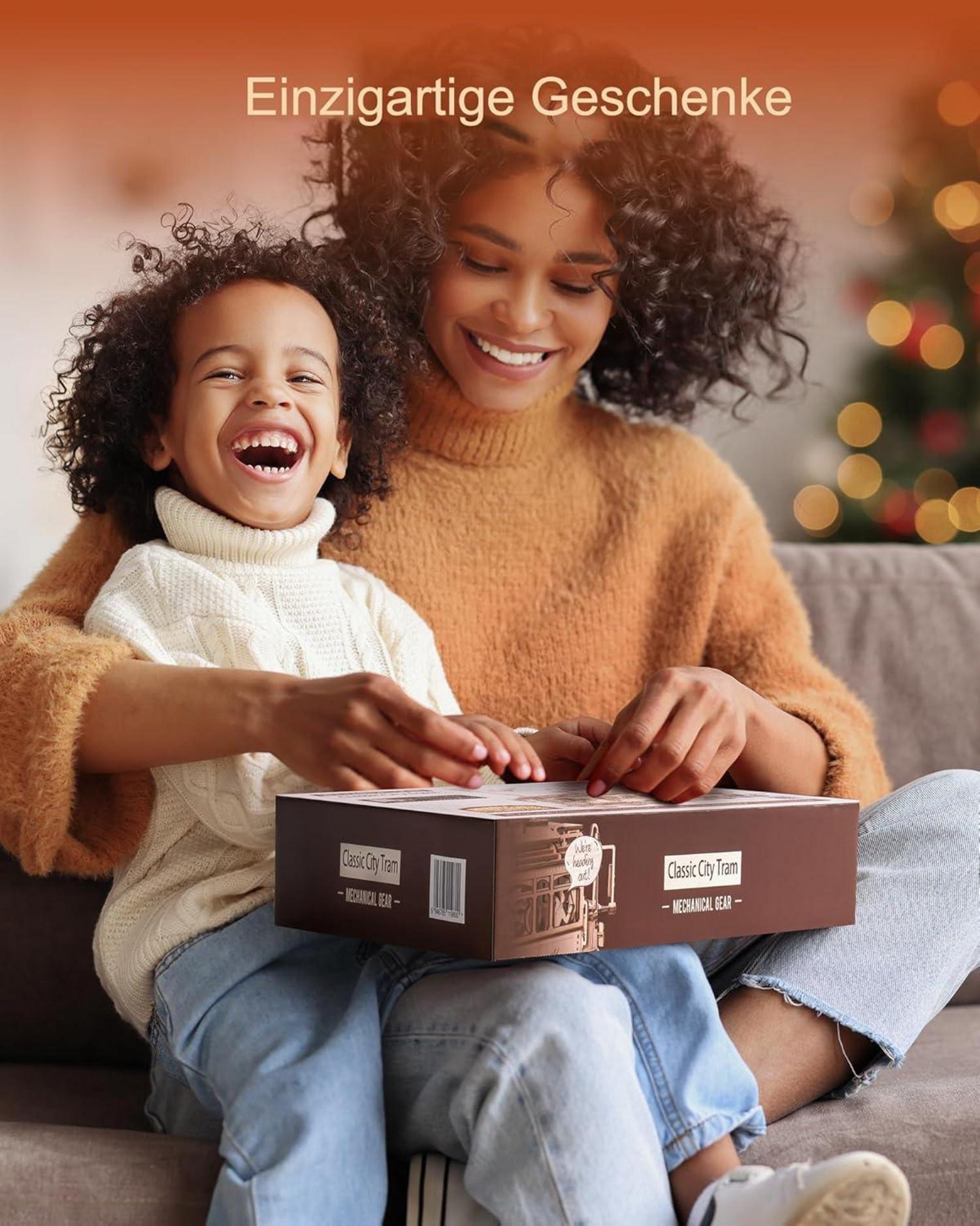 ROKR 3D Holzmodell Bausatz Stadt Straßenbahn Klassiker 1:24