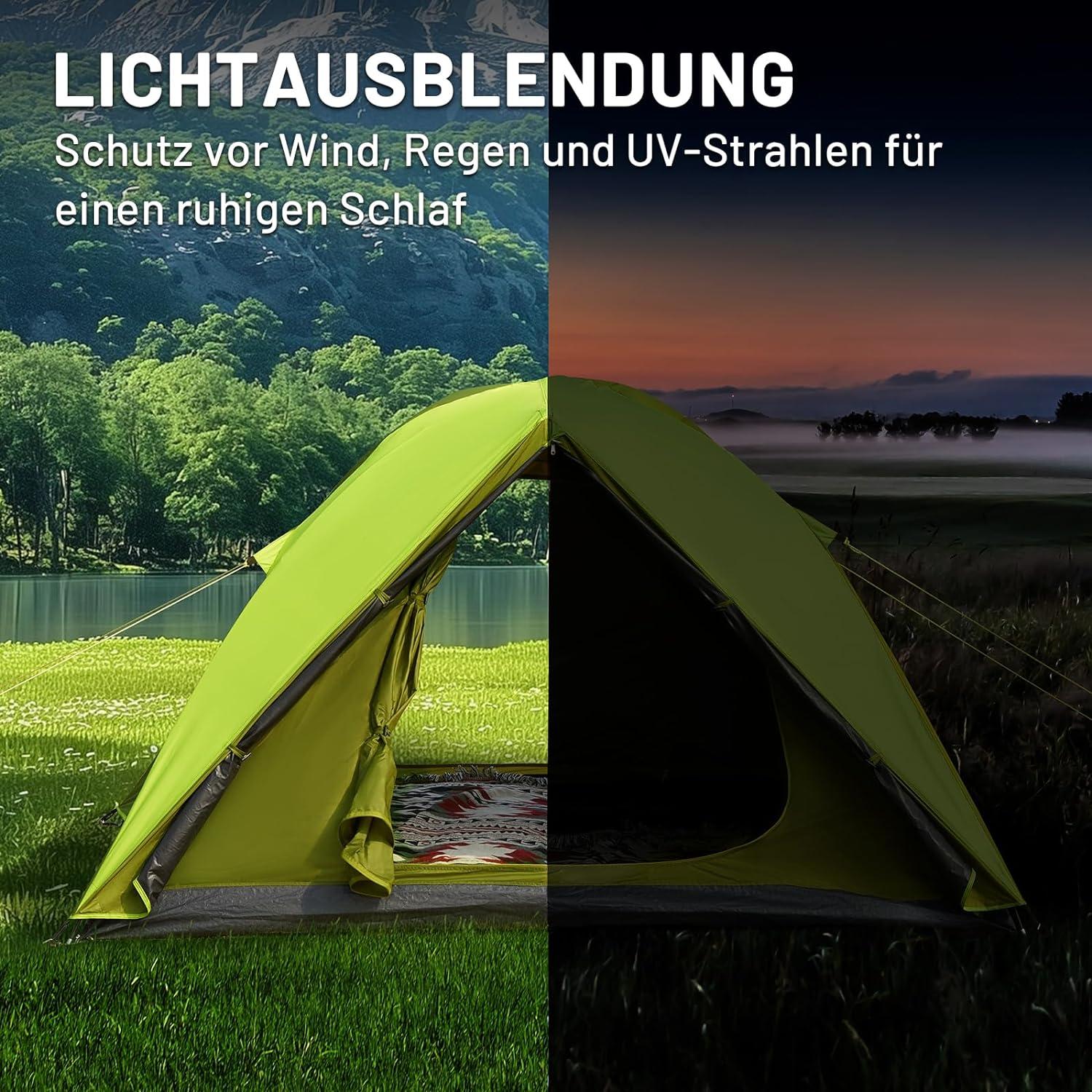 Camping Zelt 4 Personen Blackout 3000mm wasserdicht Kuppelzelt