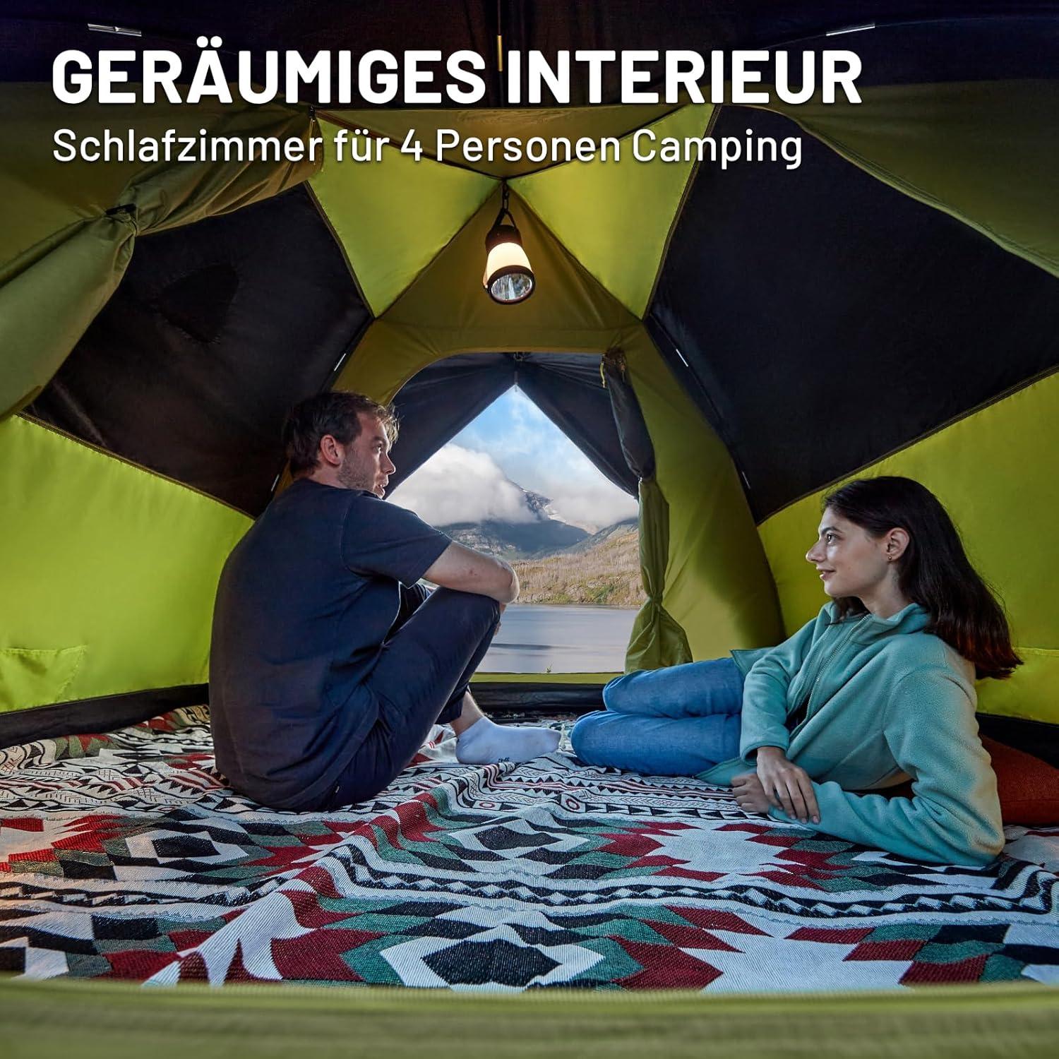 TIMBER RIDGE Camping Zelt 4 Personen Blackout wasserdicht 3000mm