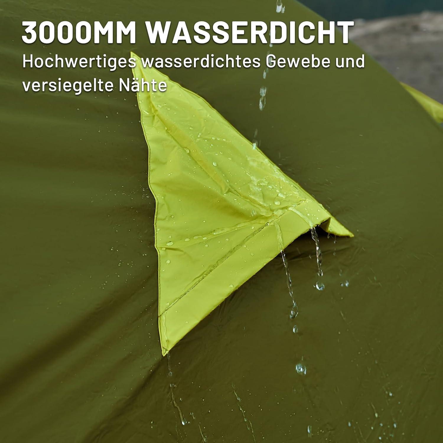 Camping Zelt 4 Personen Blackout wasserdicht 3000mm Kuppelzelt mit 2