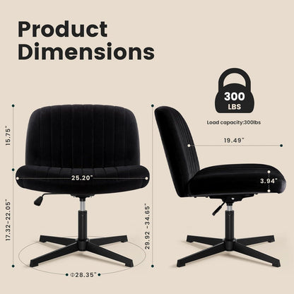 Ergonomischer Bürostuhl Schwarz Samtgepolsterte Sitzfläche