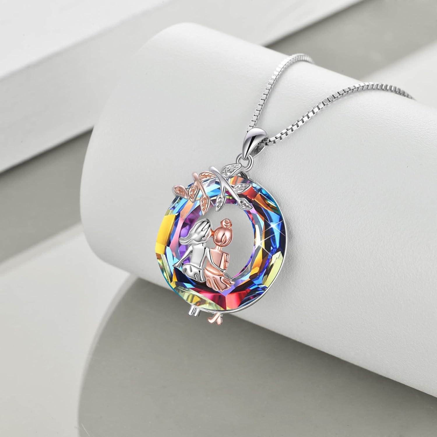 Schwestern Halskette 925 Sterlingsilber Infinity Love Herz Anhänger