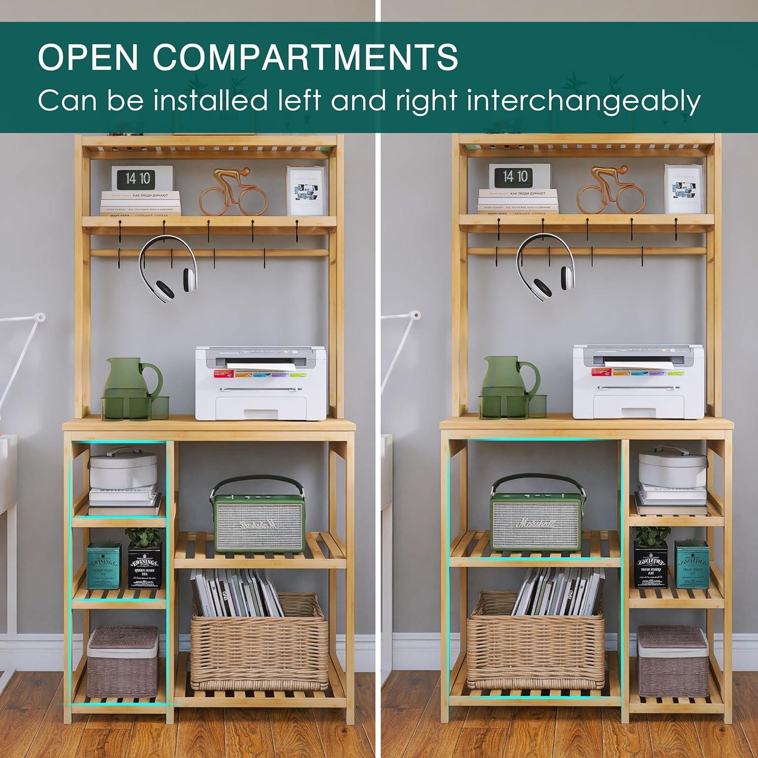 SMIBUY 6-stöckiges Bambus Mikrowellenständer Organizer Rack 80CM