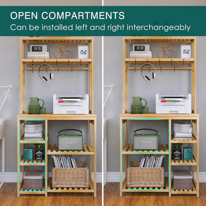 SMIBUY 6-stöckiges Bambus Mikrowellenständer Organizer Rack 80CM