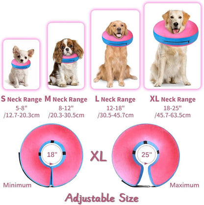 Aufblasbare Halskrause Hund Katze Rosa XL Verstellbarer