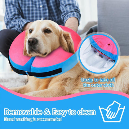 Aufblasbare Halskrause Hund Katze Schutzkragen Leckschutz Genesung Wunden (Rosa