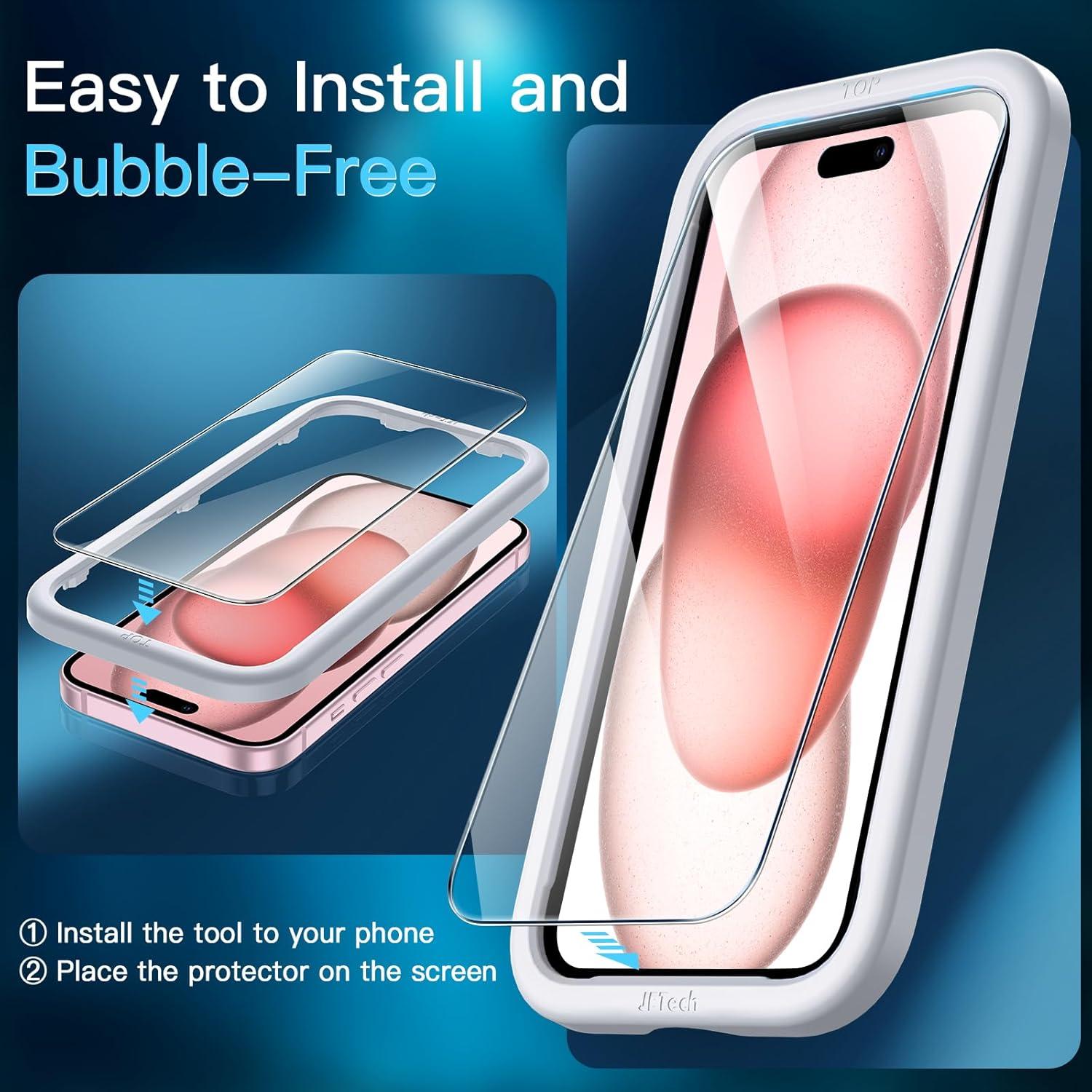iPhone 15 Schutzfolie 6,1 Zoll 2 Stück HD Glas Anti Fingerabdruck Display Schutzfolie