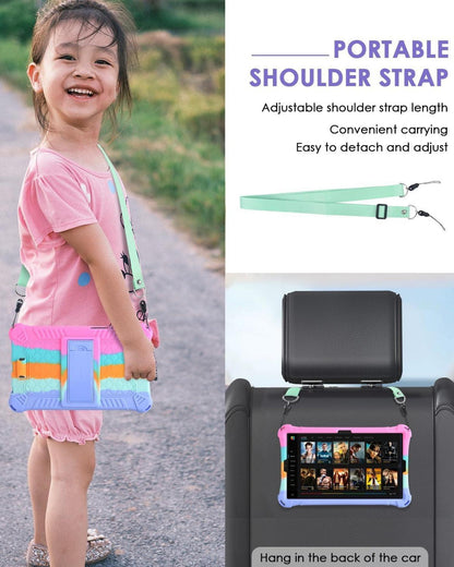 KATUMO Silikon Kinder Hülle für Samsung Galaxy Tab A9 2023 8,7 Zoll Schutzhülle mit Schultergurt und Stylus Pen