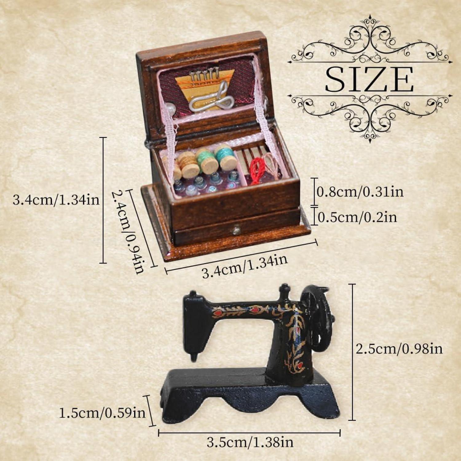 Miniatur Nähmaschine und Nähkästchen 3-Schicht Weihnachten