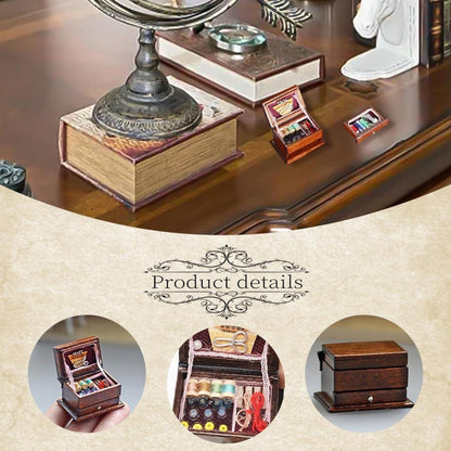 Miniatur Nähmaschine und Nähkästchen 3-Schicht Weihnachten Vintage