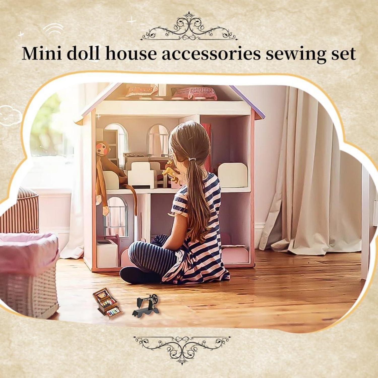 Miniatur Wichtel Zubehör 1/12 Nähmaschine Nähkästchen 3-Schicht