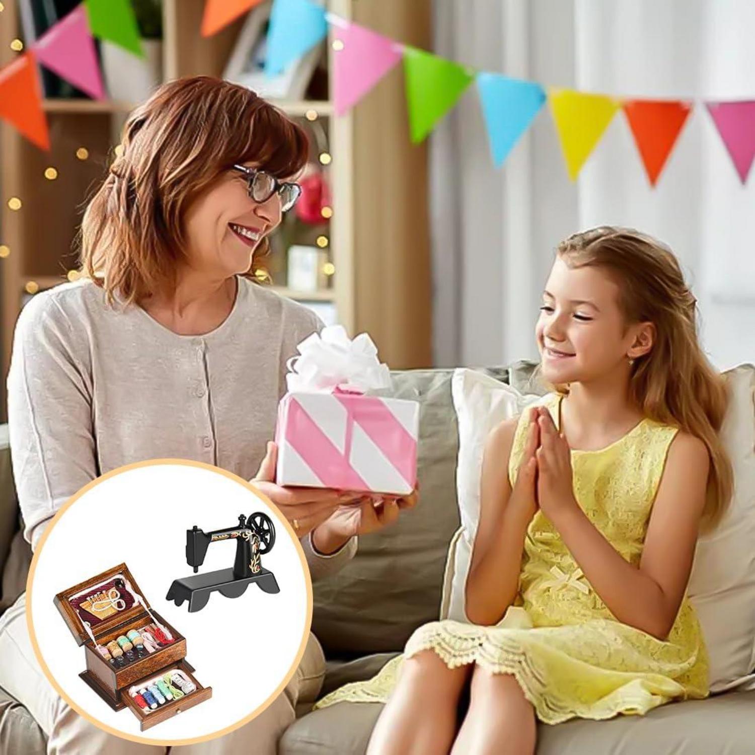 Miniatur Nähmaschine Nähkästchen 3-Schicht Deko Weihnachten