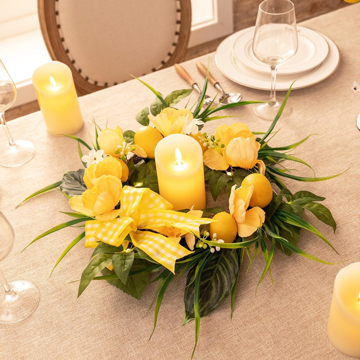 Künstlicher Blumenkranz mit LED Licht für Haustür und Hochzeit, 45.7cm