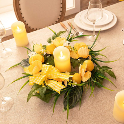 Künstlicher Blumenkranz mit LED Licht für Haustür und Hochzeit, 45.7cm