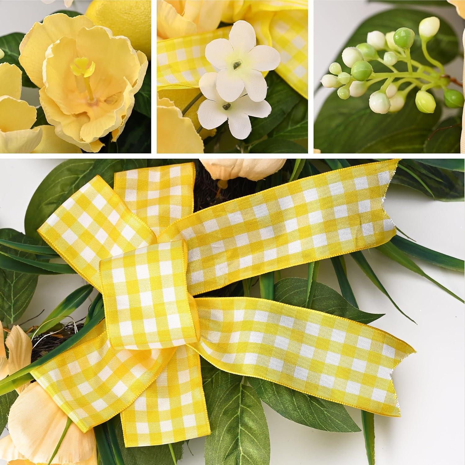 Künstlicher Blumenkranz mit LED Licht 45.7cm Sommer Frühling Türdekoration