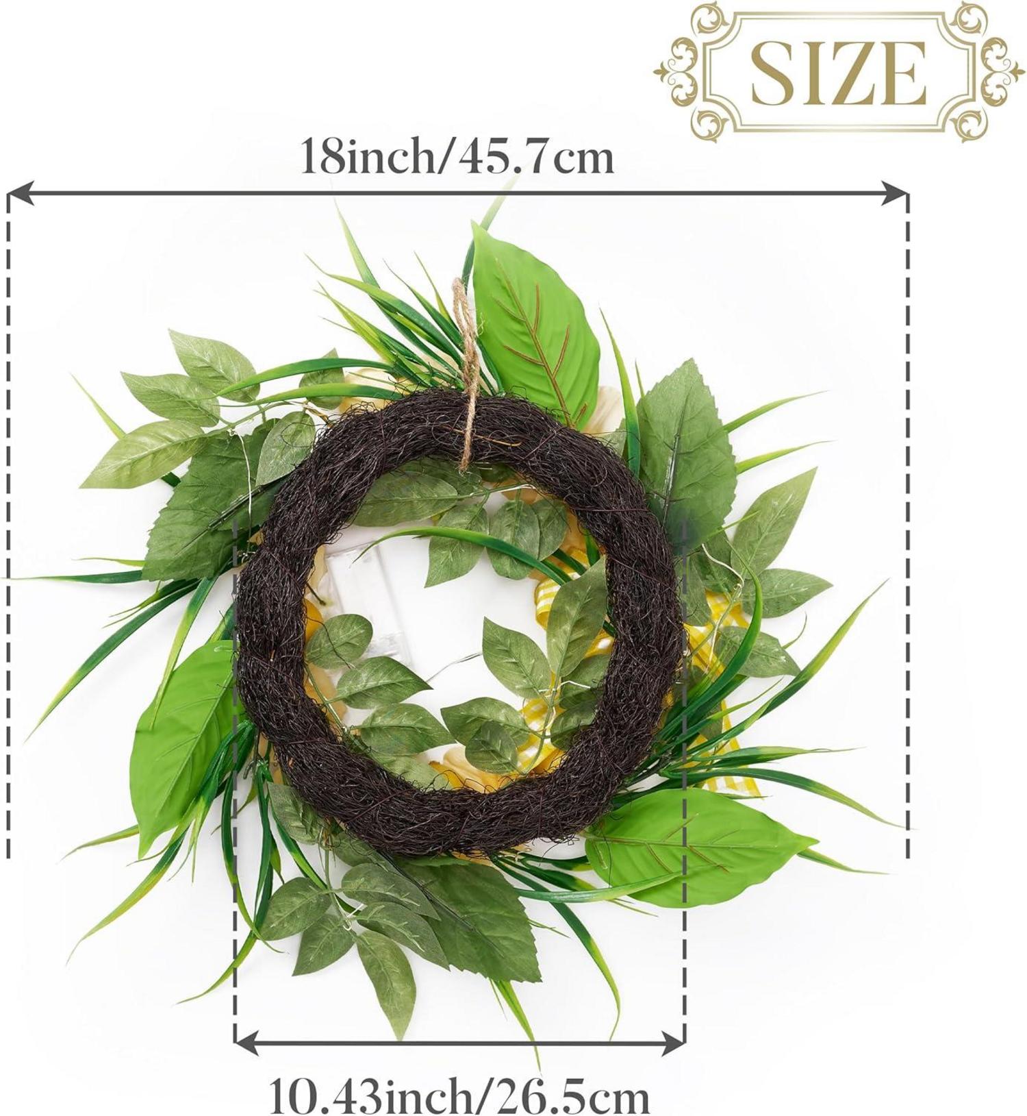 Blumenkranz 45.7cm künstlich LED Frühlingskranz Sommerkranz Türkranz